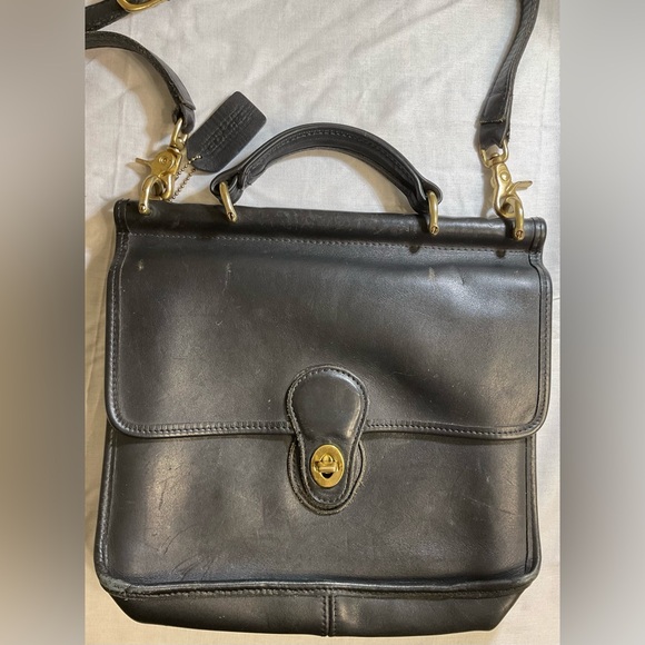 Coach Black Willis Vintage Leather Crossbody shoulder Bag with Detachable Strap - Picture 4 of 17